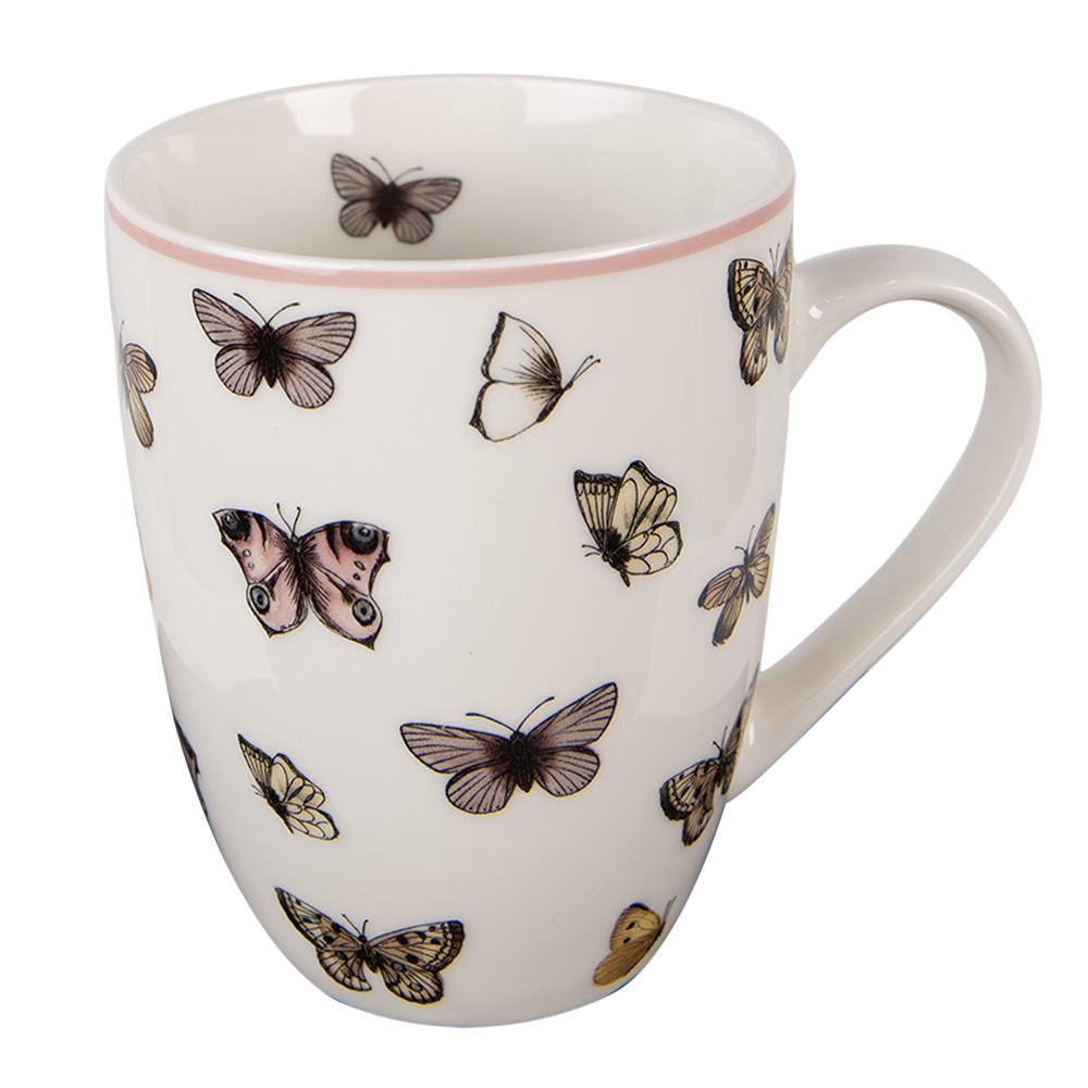 Porcelánový hrnek s motýlky Butterfly Paradise -  12*8*10cm / 350 ml Clayre & Eef