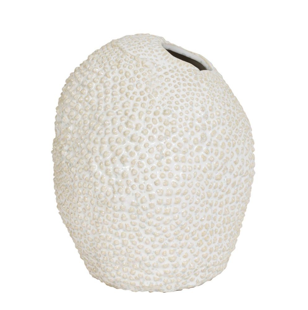 Béžovo-bílá keramická váza Kyana M - Ø 17*20,5 cm
