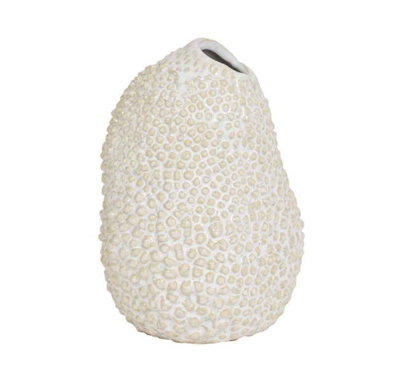 Béžovo-bílá keramická váza Kyana S - Ø 10*15 cm Light & Living