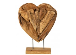 Dekorace srdce z teakového dřeva na podstavci Heart on foot  - 40*12*49cm