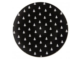 Černo-bílý servírovací talíř se stromky Black&White X-Mas - Ø 33*1 cm
