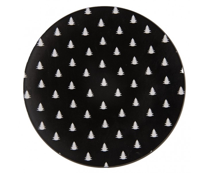 Černo-bílý servírovací talíř se stromky Black&White X-Mas - Ø 33*1 cm