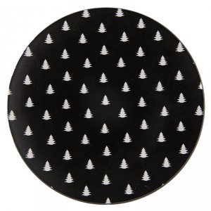 Černo-bílý servírovací talíř se stromky Black&White X-Mas - Ø 33*1 cm