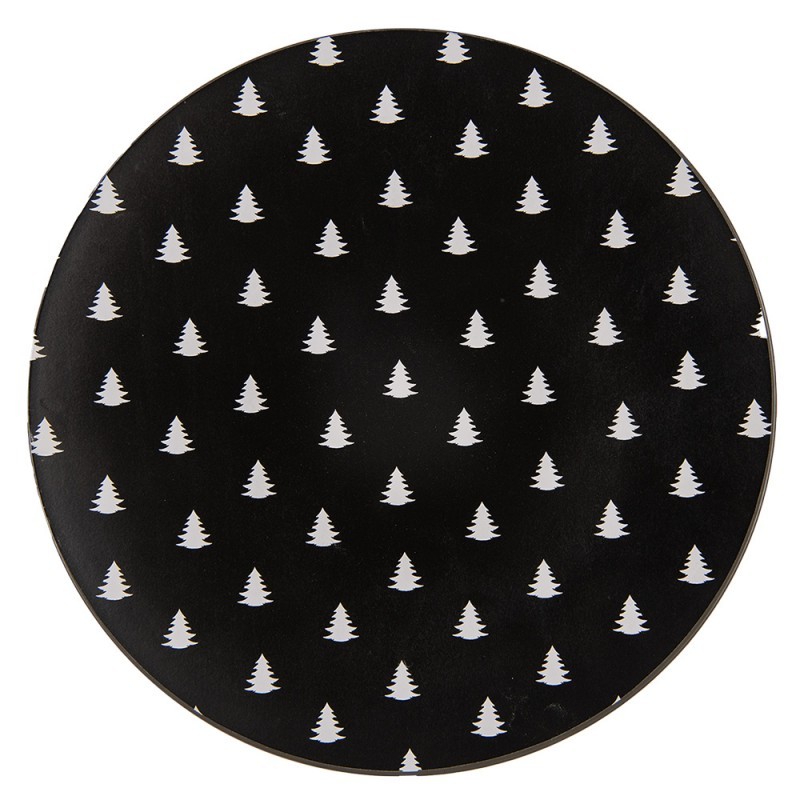 Černo-bílý servírovací talíř se stromky Black&White X-Mas - Ø 33*1 cm
