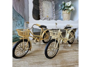 2ks béžový a žlutý antik kovový retro model kola Womens Bike - 23*8*12 cm