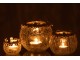 Trasnparentní svicen na čajovou svíčku se zdobením a kamínky Volve L - Ø 14*14cm