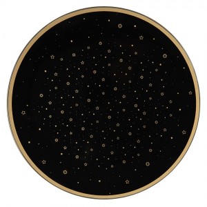 Černo-zlatý servírovací talíř s hvězdičkami - Ø 33*1 cm