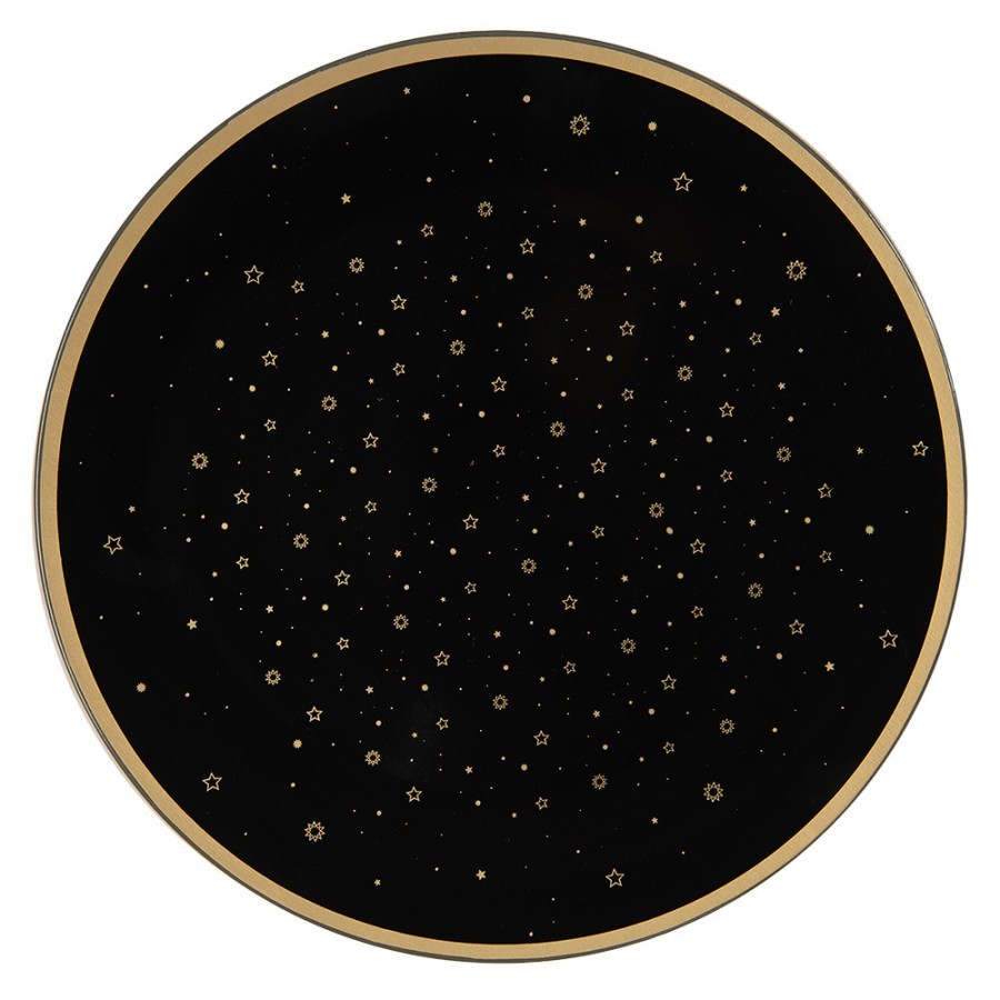Levně Černo-zlatý servírovací talíř s hvězdičkami - Ø 33*1 cm STS85-1