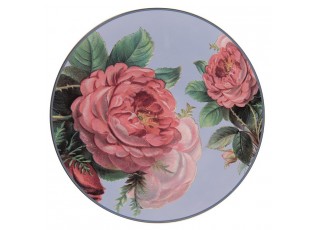 Modrý servírovací talíř s růžemi - Ø 33*1 cm