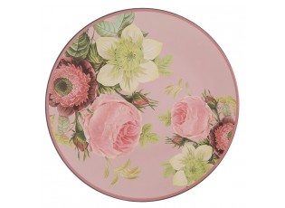 Růžový servírovací talíř s růžemi - Ø 33*1 cm