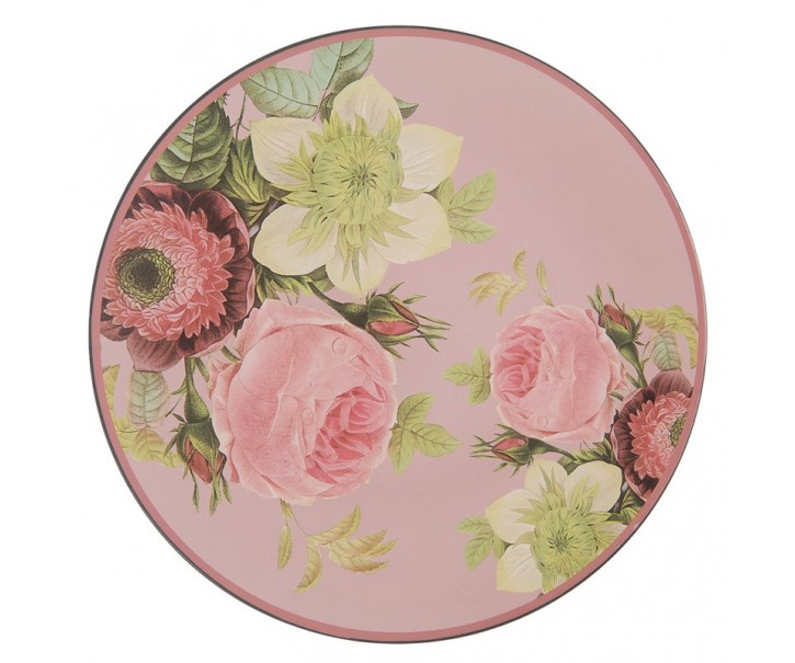 Růžový servírovací talíř s růžemi - Ø 33*1 cm
