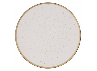 Bílo-zlatý servírovací talíř s hvězdičkami - Ø 33*1 cm
