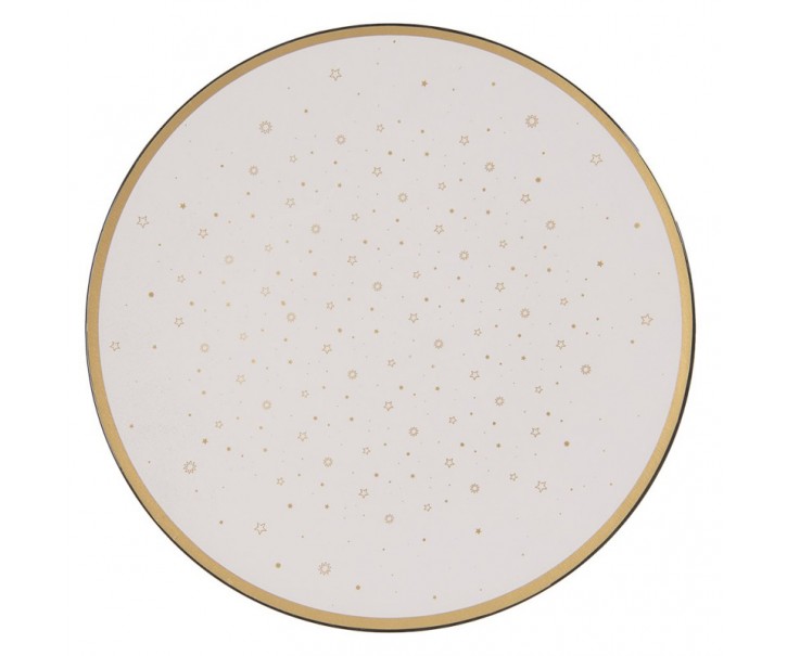 Bílo-zlatý servírovací talíř s hvězdičkami - Ø 33*1 cm
