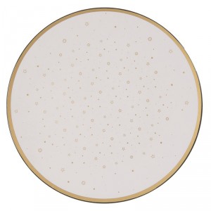 Bílo-zlatý servírovací talíř s hvězdičkami - Ø 33*1 cm