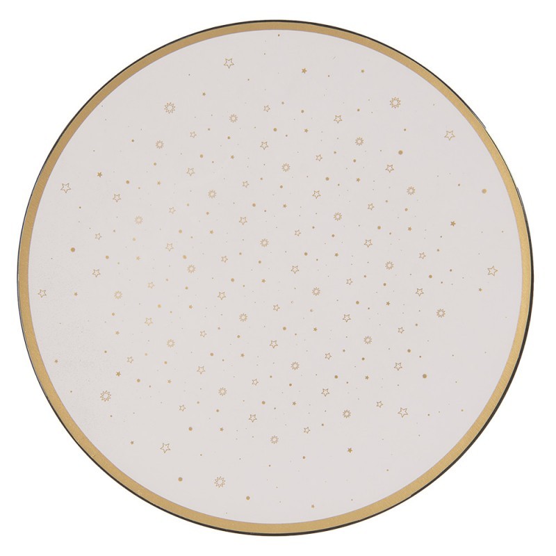 Bílo-zlatý servírovací talíř s hvězdičkami - Ø 33*1 cm Clayre & Eef