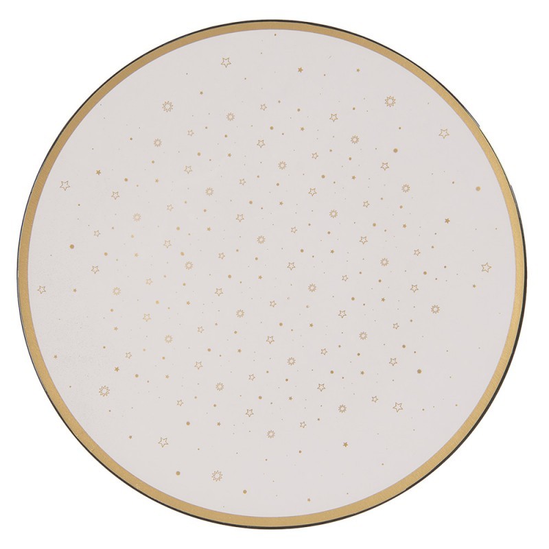 Bílo-zlatý servírovací talíř s hvězdičkami - Ø 33*1 cm