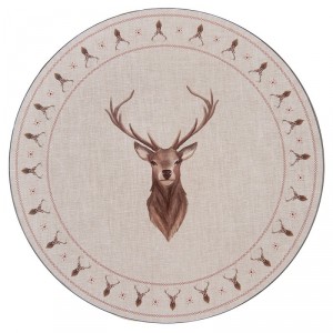 Béžový servírovací talíř s jelenem Cosy Lodge - Ø 33*1 cm