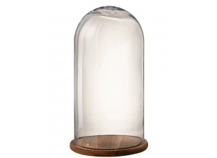 Dřevěný podnos se skleněným poklopem Bell Jar - Ø 28*50 cm