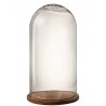 Hnědý dřevěný podnos se skleněným poklopem Bell Jar - Ø 28*50 cm Barva: Transparentní, hnědáMateriál: sklo, dřevoHmotnost: 2,76kg