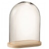 Přírodní dřevěný oválný podnos se skleněným poklopem Bell Jar - 33*19*42 cm Barva: Transparentní, přírodníMateriál: sklo, dřevoHmotnost: 3,44kg