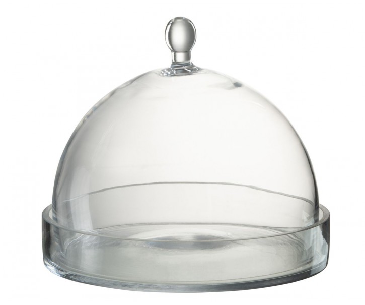 Transparentní skleněný podnos s poklopem Bell Jar L - Ø 22*25 cm