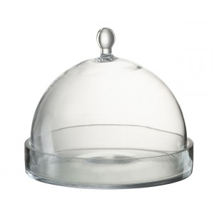 Transparentní skleněný podnos s poklopem Bell Jar L - Ø 22*25 cm