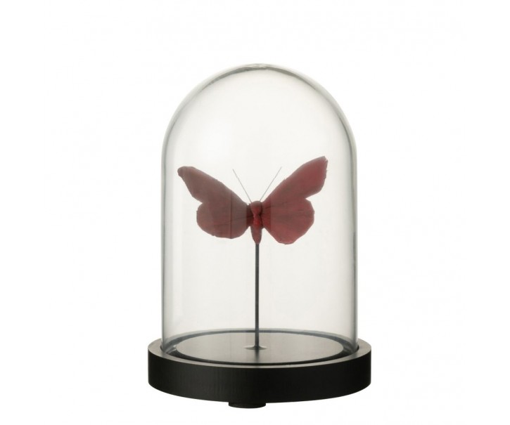 Dekorativní podnos s vínovým motýlkem a skleněným poklopem Butterflies - Ø 11*16cm