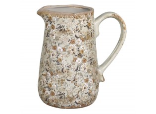 Šedý keramický dekorační džbán s kvítky Florals Evry - 16*11*18cm