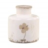 Krémová keramická dekorační váza s květem Versailles - Ø 9*10cm Materiál: keramikaBarva: krémová antik, multi