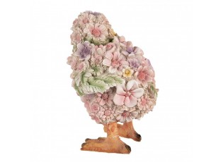 Dekorativní soška kuřátko poseté květinami - 11*11*14cm