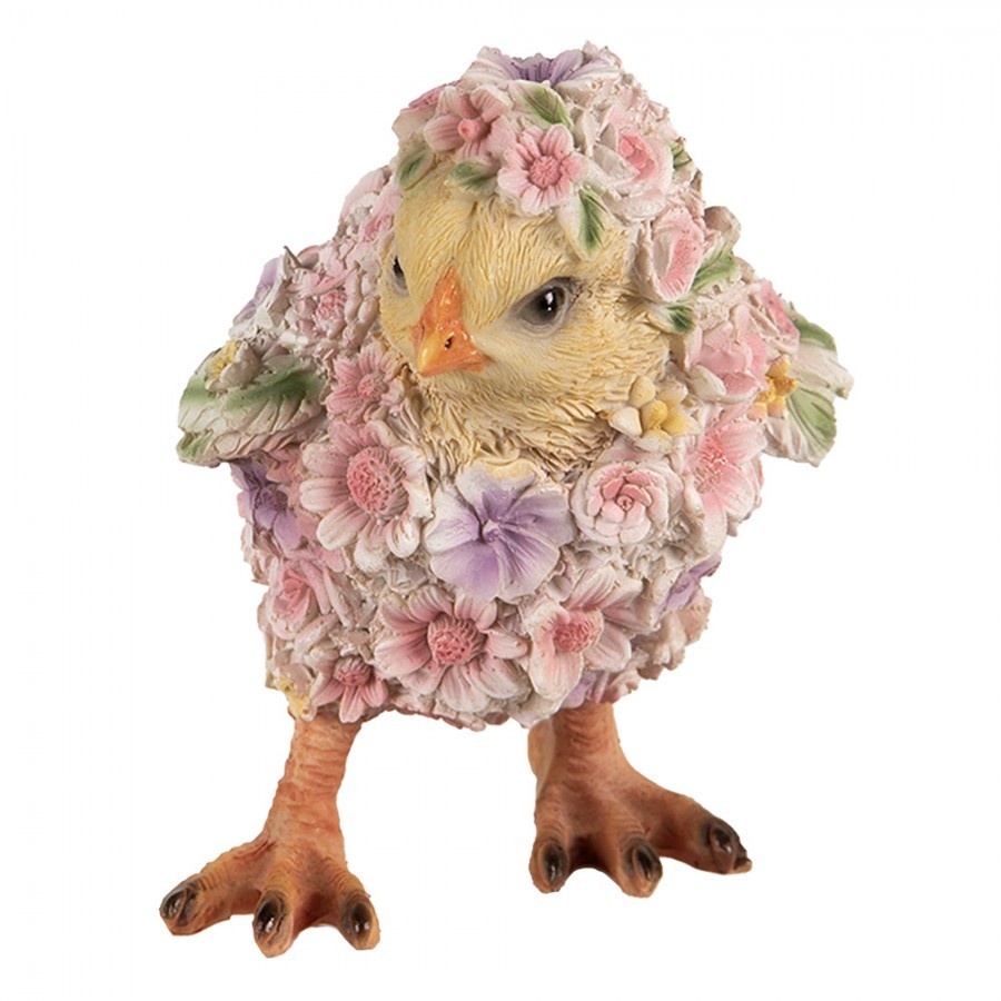Dekorativní soška kuřátko poseté květinami - 11*11*14cm Clayre & Eef