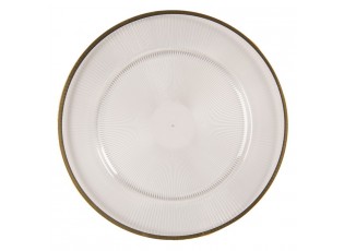 Transparentní servírovací talíř se zlatým okrajem - Ø 33*2 cm