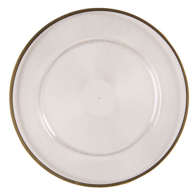 Transparentní servírovací talíř se zlatým okrajem - Ø 33*2 cm
