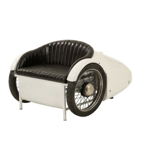 Bílo-černá kovová designová pohovka ve tvaru auta Car - 127*99*80cm