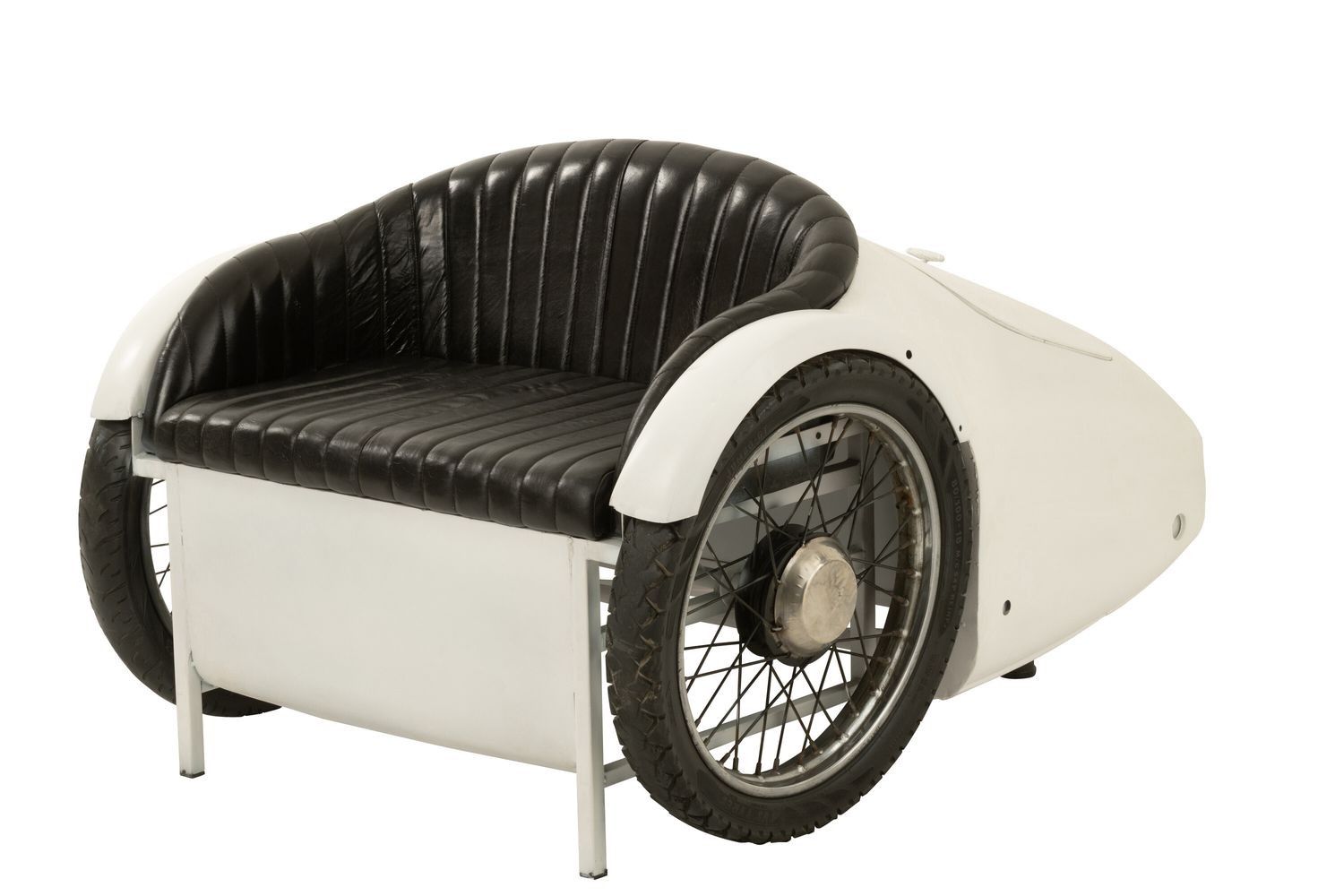Bílo-černá kovová designová pohovka ve tvaru auta Car - 127*99*80cm