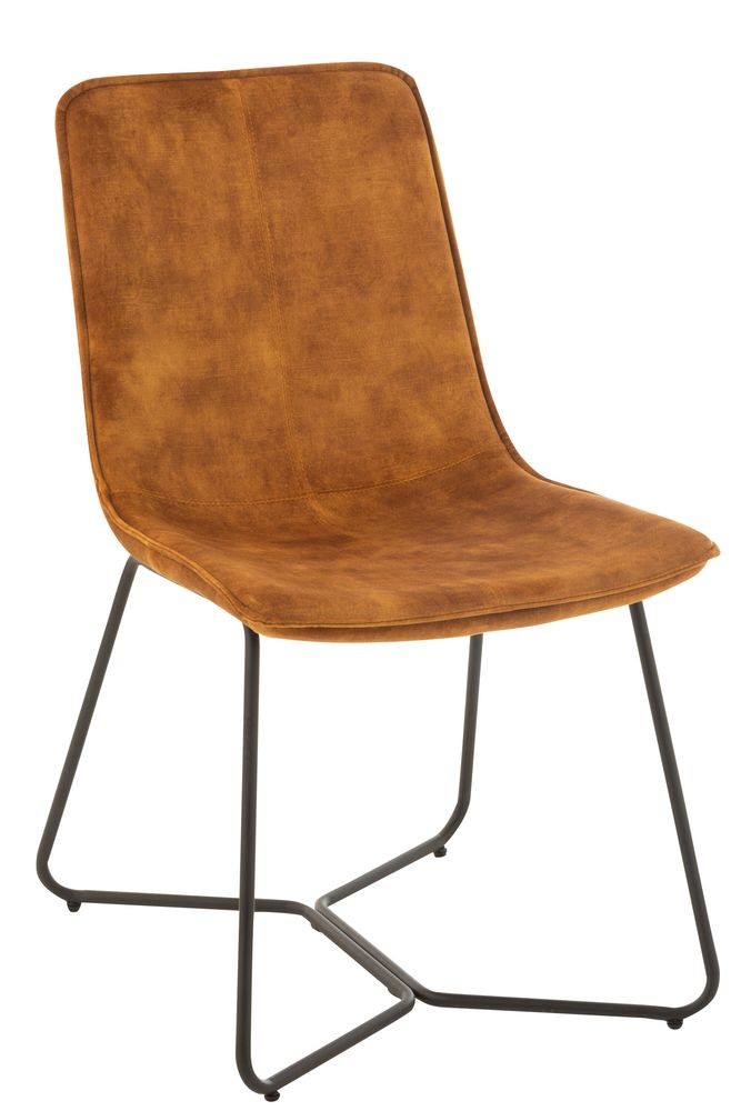 Okrová sametová jídelní židle Chair Isabel Ochre - 64*47*89cm