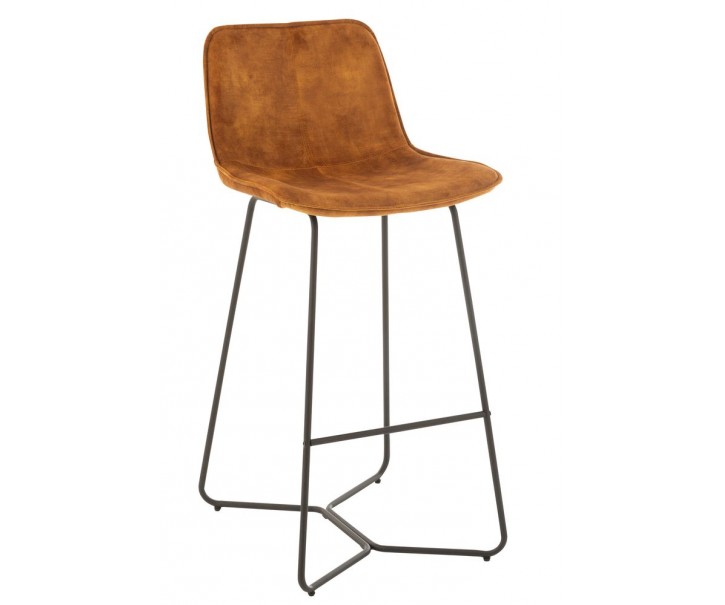 Okrová sametová barová stolička Barchair Isabel Ochre - 57*48*103cm