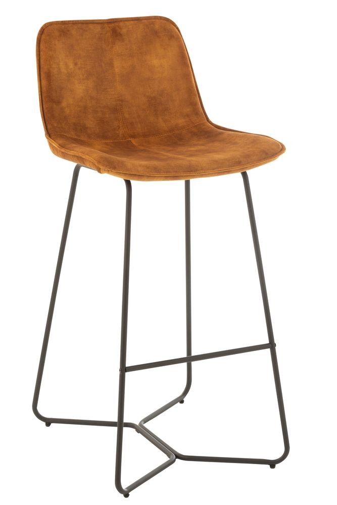 Levně Okrová sametová barová stolička Barchair Isabel Ochre - 57*48*103cm 19521
