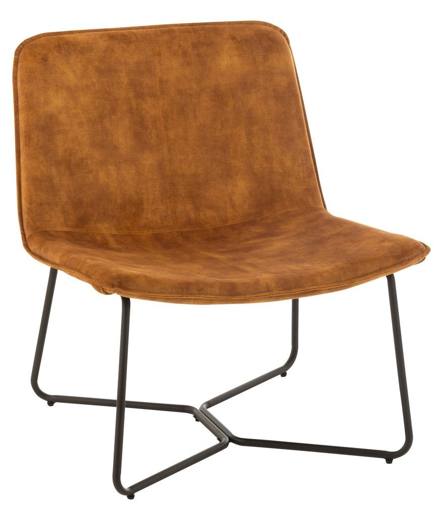 Okrové sametové křeslo Lounge Isabel Ochre - 71*68*78cm