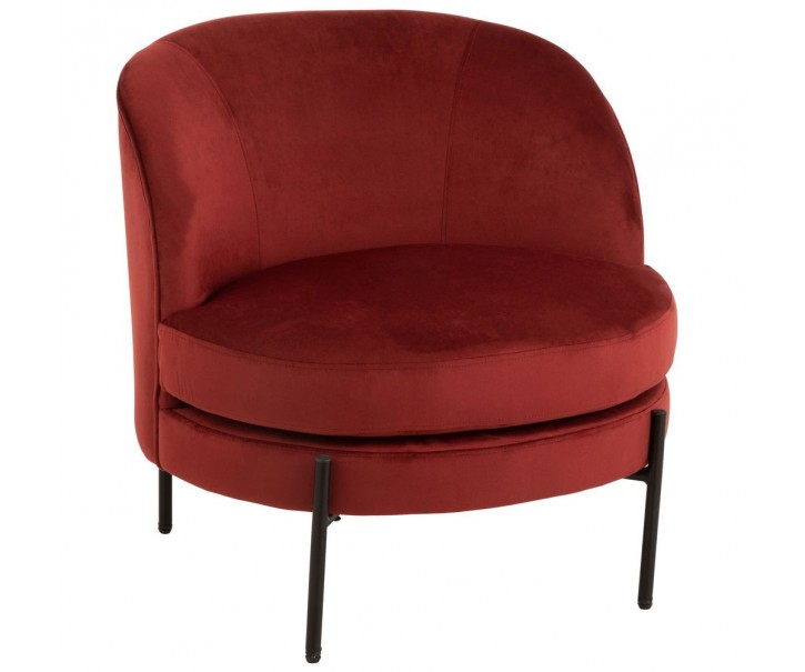 Vínové sametové kulaté křeslo Lounge chair Jammy Red - 71*67*66cm