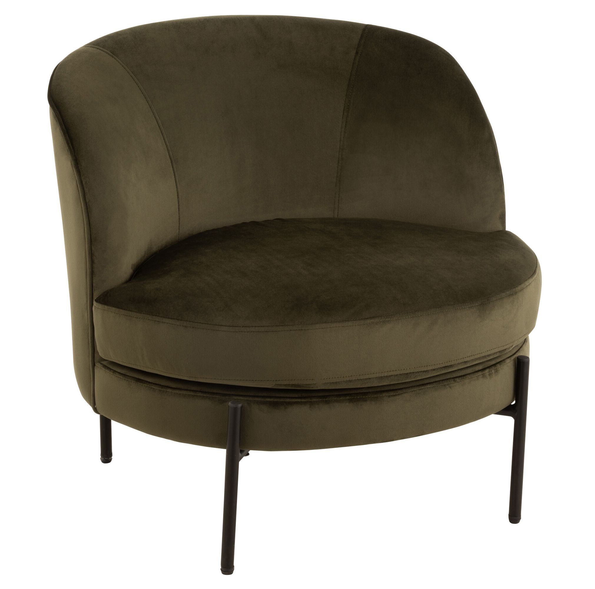 Zelené sametové kulaté křeslo Lounge chair Jammy Green - 71*67*66cm J-Line by Jolipa