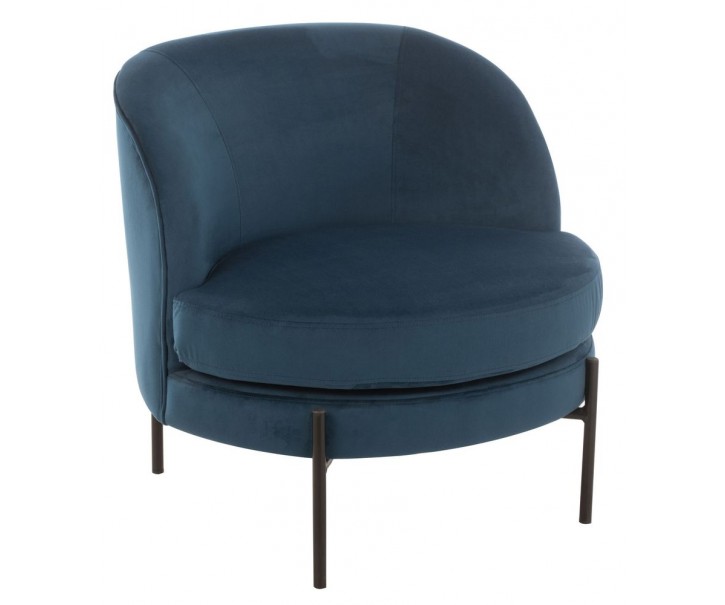 Modré sametové kulaté křeslo Lounge chair Jammy Blue - 71*67*66cm