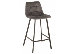 Šedá sametová barová židle Barstool Morgan Grey - 47*43*95cm