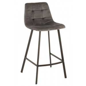 Šedá sametová barová židle Barstool Morgan Grey - 47*43*95cm