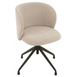 Béžová sametová jídelní točící židle Chair Turn Beige - 56*48*77cm