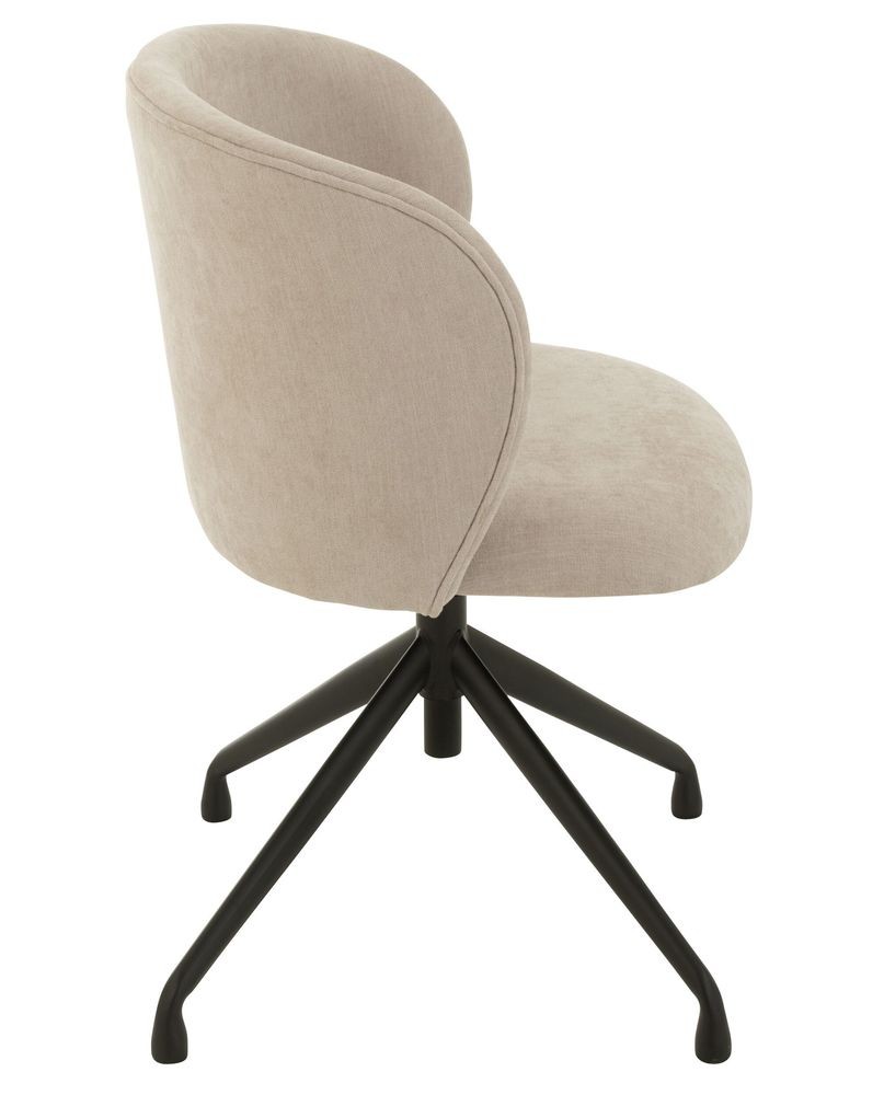 Béžová sametová jídelní točící židle Chair Turn Beige - 56*48*77cm