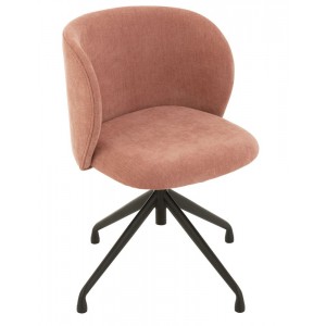 Růžová sametová jídelní točící židle Chair Turn Pink - 56*48*77cm