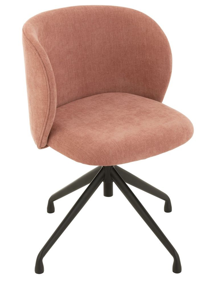 Růžová sametová jídelní točící židle Chair Turn Pink - 56*48*77cm