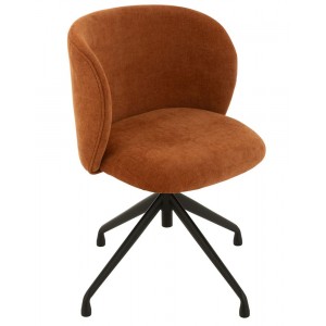 Oranžová sametová jídelní točící židle Chair Turn Rusty - 56*48*77cm