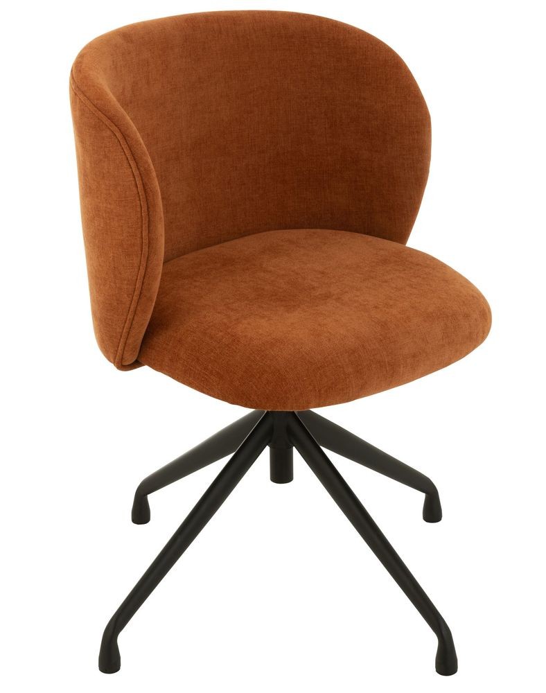 Oranžová sametová jídelní točící židle Chair Turn Rusty - 56*48*77cm J-Line by Jolipa